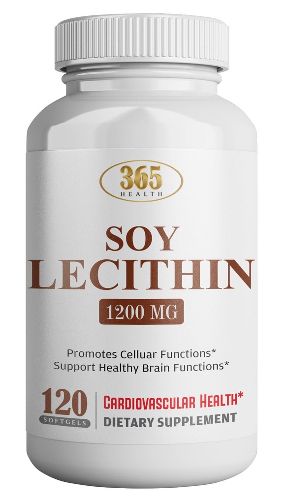 GEZONDHEID LFE Lecithin 1200mg, Hoge Potentie, 120 Softgels, Natuurlijke combinatie van essentiële vetzuren ter ondersteuning van hersenen & zenuwfunctie- Lecithin Food Grade, 1200mg per portie, Dieetsupplement