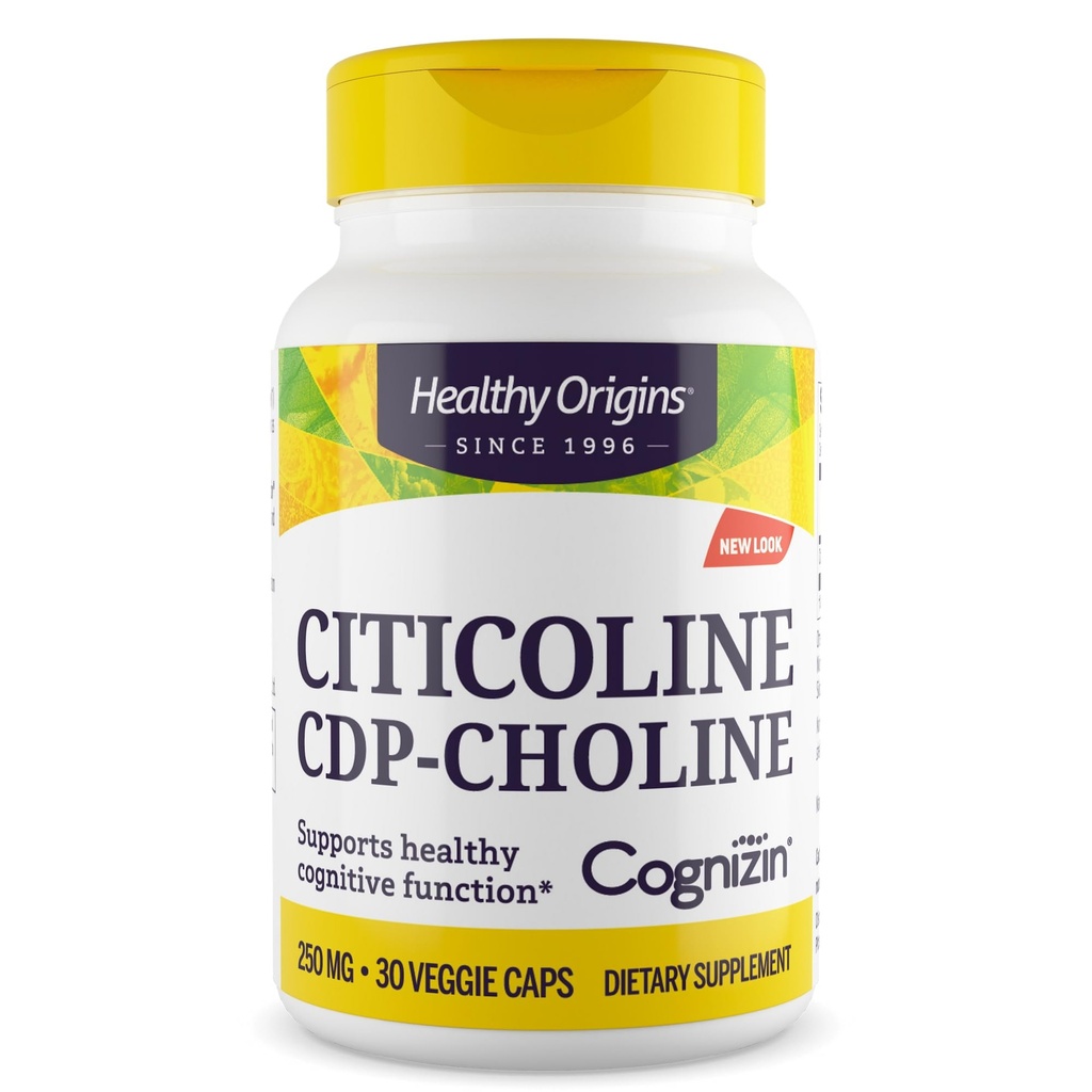 Gezonde oorsprong Cognizin (Citicoline), 250 mg - Hersensupplement voor geheugen met citicoline CDP Choline - Non-GMO, Vegan & Glutenvrije supplement - 30 Veggie Capsules