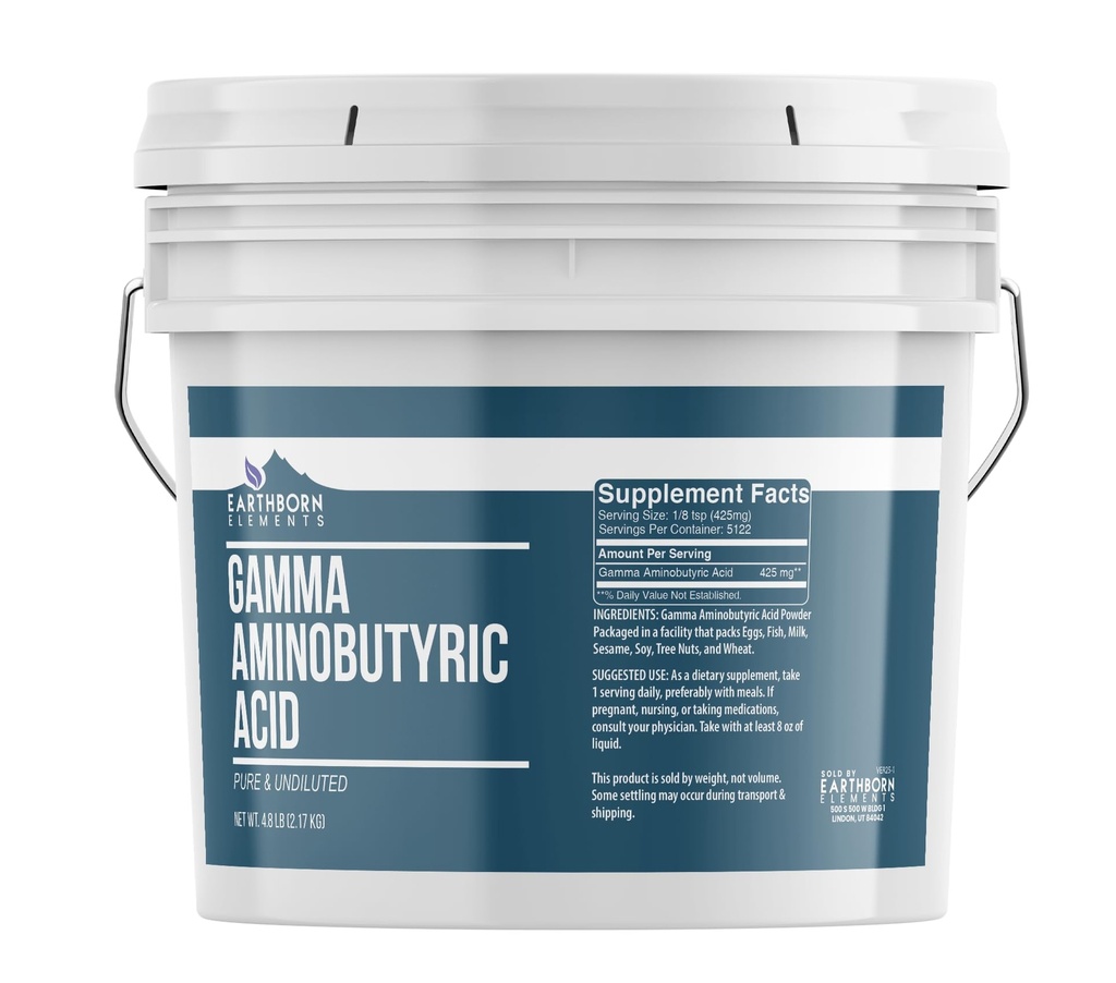 Earthborn Elements Gamma Aminoboterzuur (GABA) 1 Gallonemmer, zuiver en onverdund, voedingssupplement