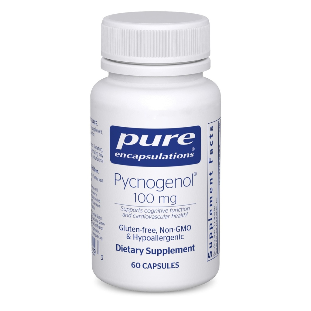 Encapsulations pures Pycnogenol 100 mg de supplément hypoallergénique pour promouvoir la santé vasculaire et fournir un soutien antioxydant