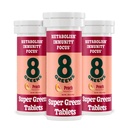 8Greens Supergreens Tabletten Supergroen Poeder Superfood Tablet, Metabolisme Immuniteit & Focus, Dagelijkse Groenen Bruistabletten, Organisch: Aloë Vera, Spirulina, Chlorella, Perzik, 30 Serven