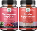 Bundel van Herbal Menopauze Supplement voor vrouwen en 10000 mcg Pure Biotine Pillen voor vrouwen en mannen - Perfect voor Estrogeen Balance - Stop Haarverlies Verdovende Natuurlijke Supplement
