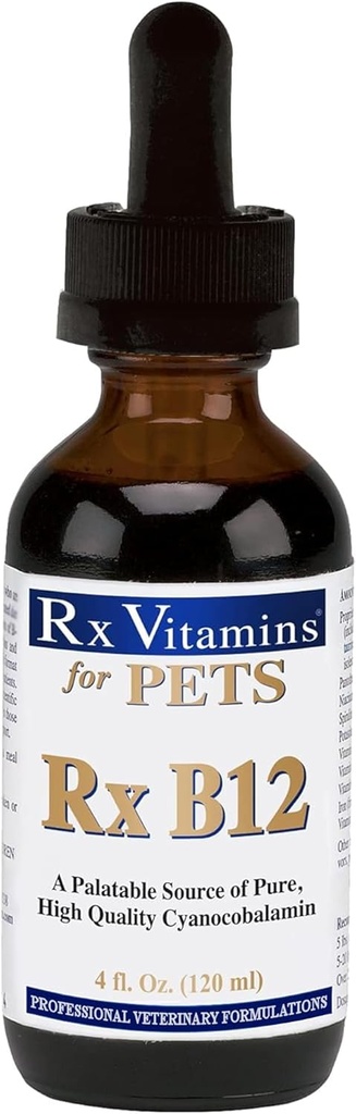 Rx Vitaminen Rx B12 voor honden en katten - Vitamine B12 Liquid Supplement voor huisdieren - Hondenvitaminen voor klein en groot ras - Cat Health Supplies - 4 oz.