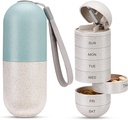 Zannaki 2 in 1 pil Organizer met Cutter, Grain Fiber Wekelijkse pil geval Grote Compartiment Vocht Proof, Magnetische Lock, BPA Gratis reizen wandelen pil Box 7 dagen om pillen te houden, Vitamins,Visolie,uplements