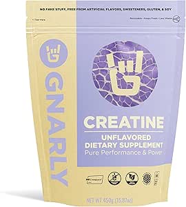 Gnarly Nutrition Poudre de créatine – Creapure, Supplément de créatine végétalien – NSF Sport certifié, Récupération optimisée – Sports Nutrition – 5g Créatine monohydraté – Non aromatisé, 15,87 oz