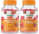 Levensvatbare Probiotica 5 Miljard Kids + Prebiotic Fiber Kids, Gummies Bundle - Grote Proeverij, Vitamine Supplement, Glutenvrij, GGO-vrij, Kauwgom