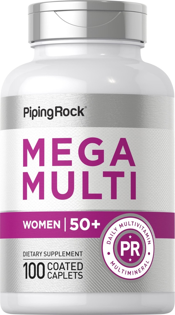 Piping Rock Multivitamine voor vrouwen 50 Plus 100 overdekt Caplets Daily Multi Vitamine & Mineraal voor vrouwen