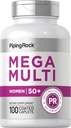 Piping Rock Multivitamine voor vrouwen 50 Plus 100 overdekt Caplets Daily Multi Vitamine & Mineraal voor vrouwen