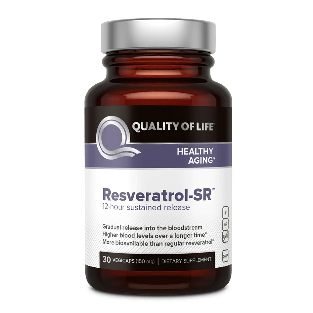 Qualité de vie Resveratrol SR - puissant anti-vieillissement Toutes les formules naturelles - 30 Vegicaps