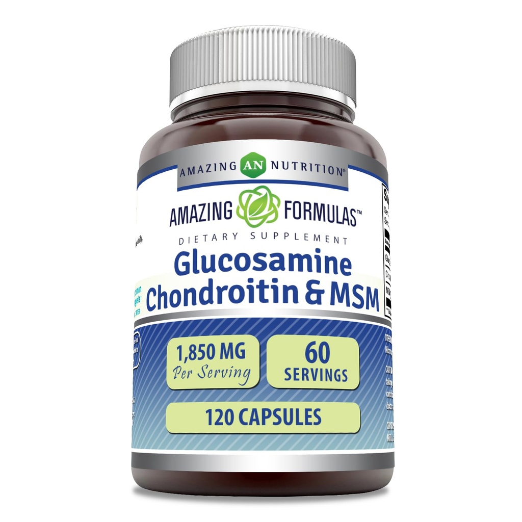 Verbazingwekkende Formules Glucosamine Chondroitin MSM 1850 mg Per Serving Capsules Supplement 