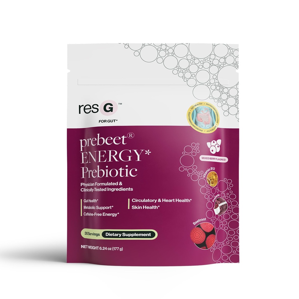 ResBiotic resG prebeet - Prebiotica Drink voor spijsvertering, Occasional Constipatie, Gas, opgeblazen met Akkermansia & GLP-1 Ondersteuning met Beet Root & Fiber, Gut Health voor vrouwen & mannen - 180g (30 Servingen)