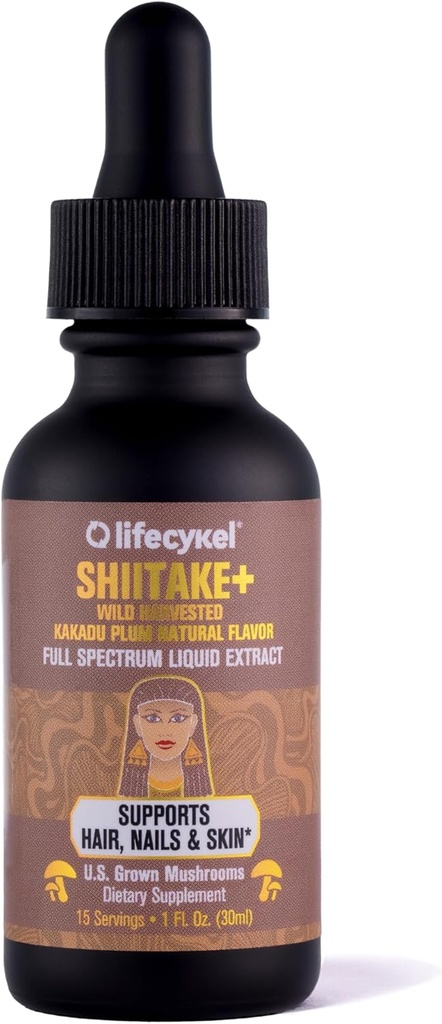 Lifecykel - Shiitake Mushroom Extract met Kakadu Plum - Advance Organic Mushroom Supplement for Hair, Nail and Skin - Potent Vitamine C Immune Boost for Adults - 1 Fl Oz