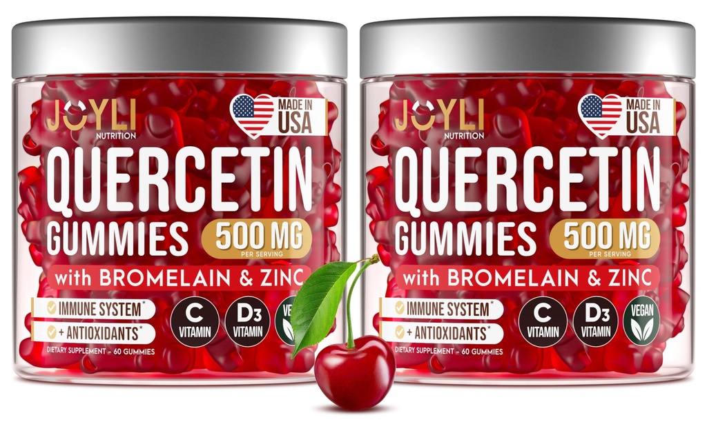 2 Pack - JOYLI Quercetin Gummies with Bromelain, Zink, Vitamine C & D3 