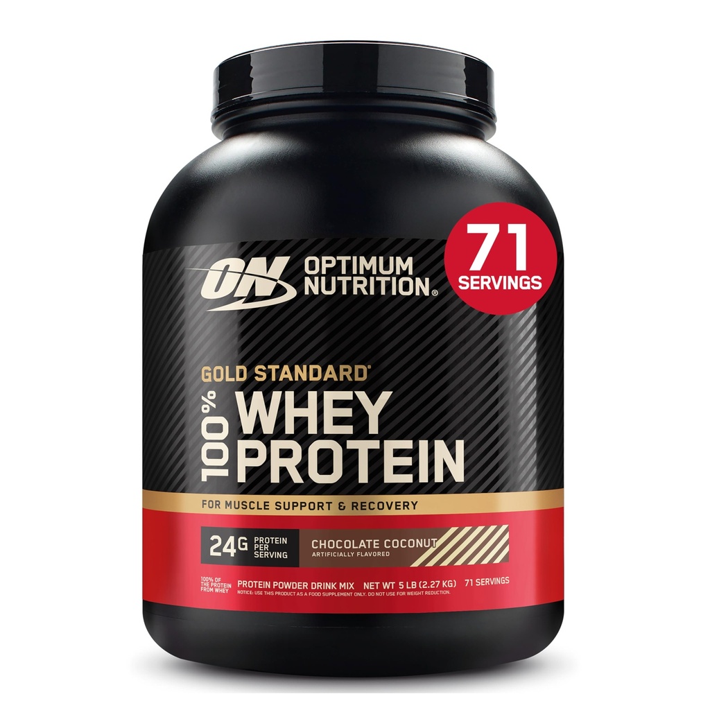 Optimum Nutrition Or Standard 100% poudre de protéines de lactosérum, chocolat noix de coco, 5 livres (paquetage mai Vary)
