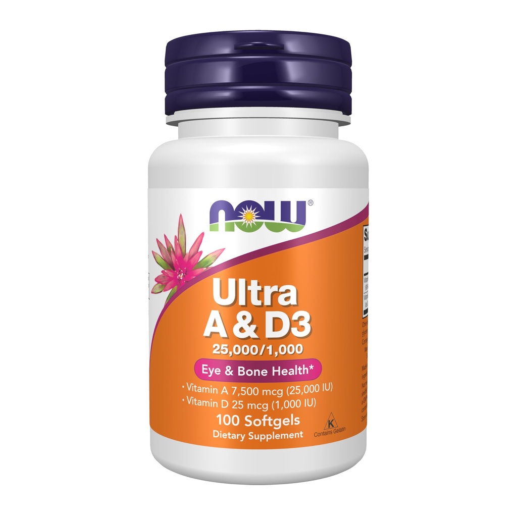 NOW Foods Supplements, Vitamin A & D3 25,000/1,000 IU, Eye Health*, Essential Nutrition, 100 Softgels