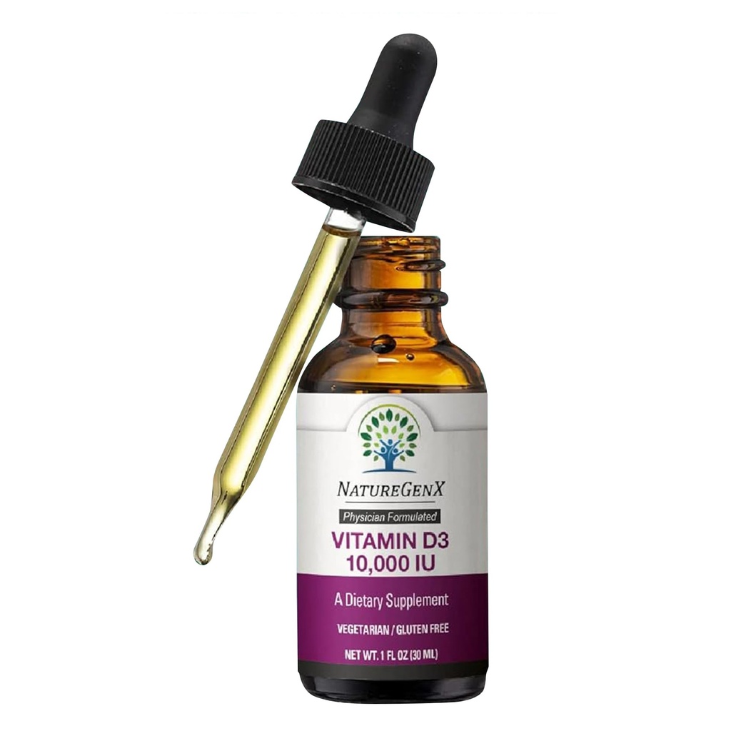 Vitamine D gouttes liquides pour les adultes: Vegan D3 10000 UI pour le soutien immunitaire et les suppléments de force osseuse, sans OGM et sans gluten Vitamine D liquide pour les femmes et les hommes, 30ml, 30 portions
