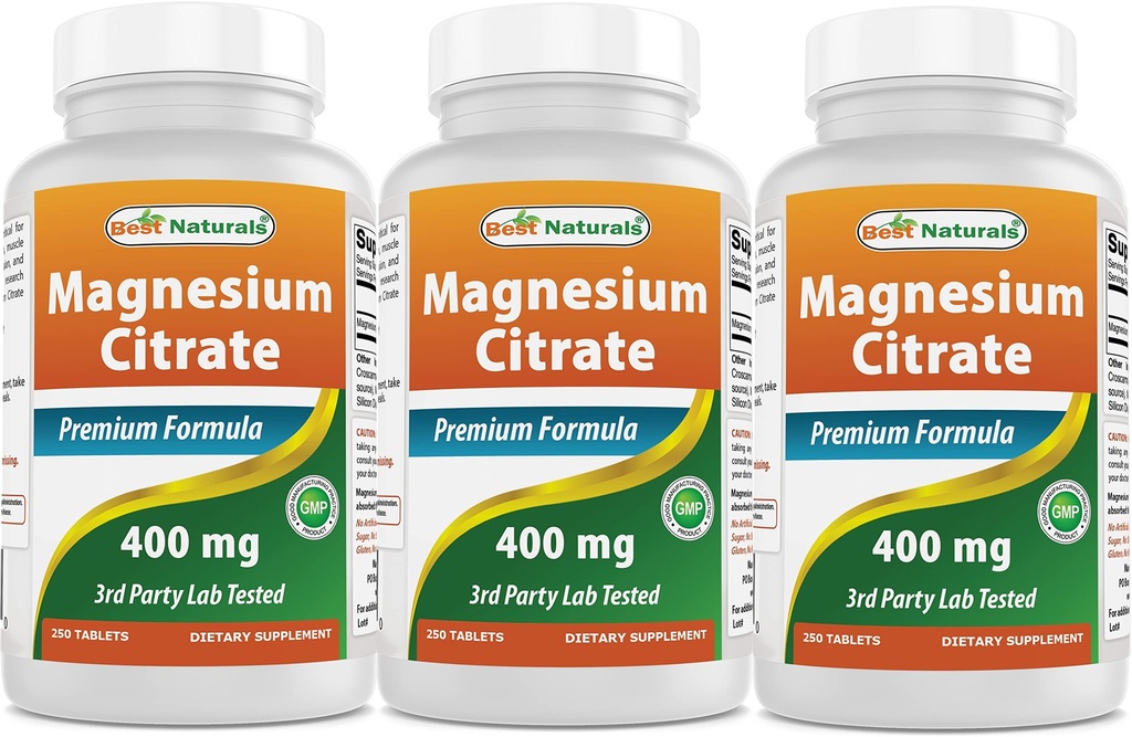 Best Naturals Magnesium citraat (Citrato de Magnesio) 400 mg 250 tabletten (400 mg elementair magnesium per 2 tabletten) (3)
