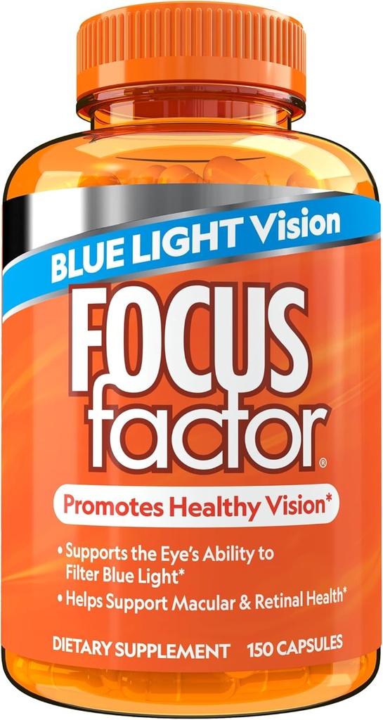 Focus Factor Blue Light Formula (150 telling) - Oogvitaminen met Blue Light Filtration Ondersteuning - Lutein en Zeaxanthine Supplement met Vitamine C, Vitamine E, Lutemax 2020® - Ooggezondheid bevorderen