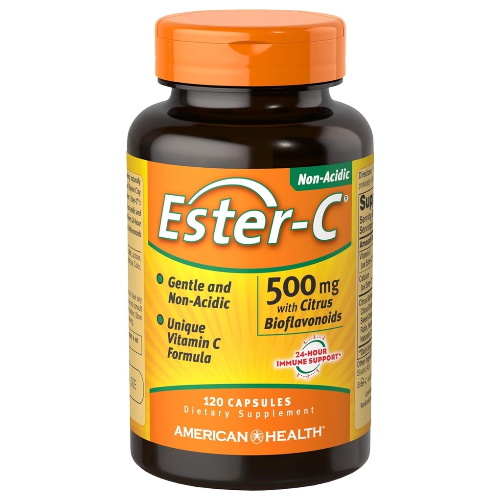 American Health Ester-C met Citrus Bioflavonoïden Capsules - Voorzichtig op de maag, niet-acide vitamine C - 500 mg, 60 porties, 120 Tellen