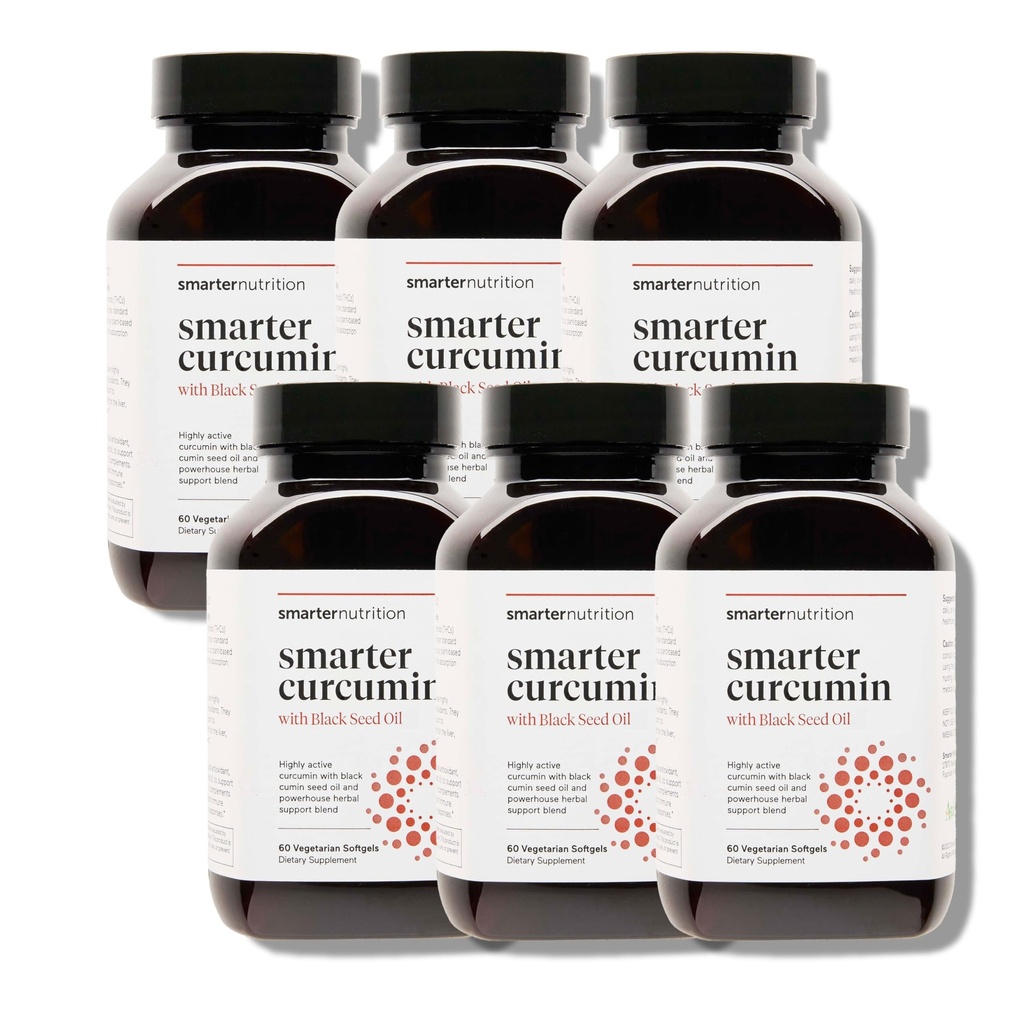 Slimmere voeding Curcumine Softgels - Vegan High Absorptie 400 mg Curcumine Supplement Gestandaardiseerd tot 95% Tetrahydrocurcuminoïden + Black Seed Oil & Gember voor Gezamenlijke & Immune Health - 360 Ct