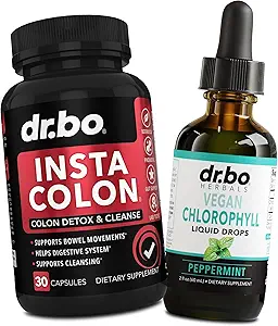 Colon Cleanser Detox & Chlorofyl Liquid Drops - 15 dagen Colon reinigen pillen met gember, vloeibare Chlorofyl Drops Body Odor Interne Deodorant - Poop Bowel Movement Supplementen Intestinal Gut Ondersteuning