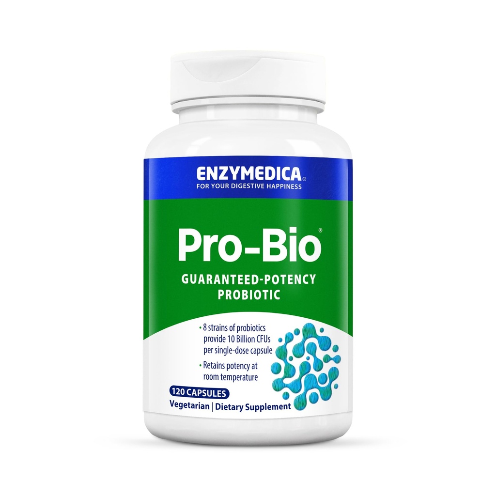 Enzymedica, Pro-Bio, Étagère stable, Résistant à l'estomac et à l'acide Probiotique pour une digestion saine, 10 milliards UFC, 120 Nombre