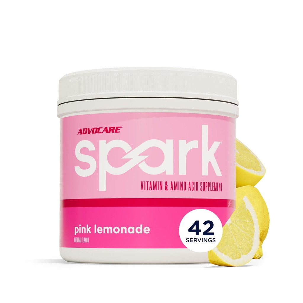 AdvoCare Spark - Mélange de boissons énergisantes - Supplément de vitamine et d'acide amino - Soutiens Énergie et Focus - Support immunitaire portable - Sans sucre - Cimonade rose (10,5 oz)