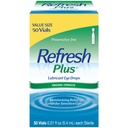 Refresh Plus Lubricant Eye Drops, Conservative-Free, 0,01 Fl Oz Containers voor eenmalig gebruik, 50 Tel, Verpakking mei Vary