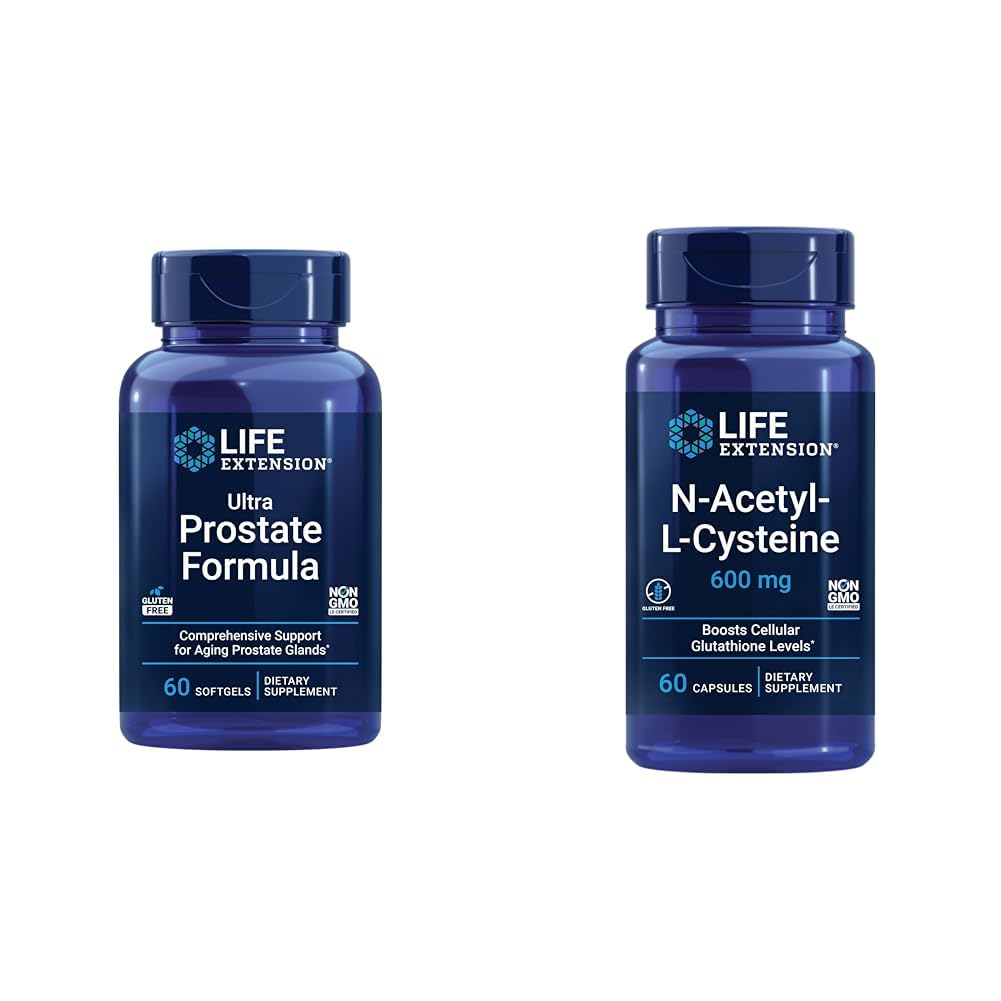 Life Extension Ultra Prostate Formula, Saw Palmetto for Men, pygeum, stekende Nettle & N-Acetyl-L-Cysteine (NAC), Immune, Respiratory, Lever Gezondheid, NAC 600 mg