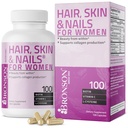 Bronson Hair, Skin & Nails met Biotin Extra Sterkte Vitamine Supplement voor vrouwen, 100 Capsules