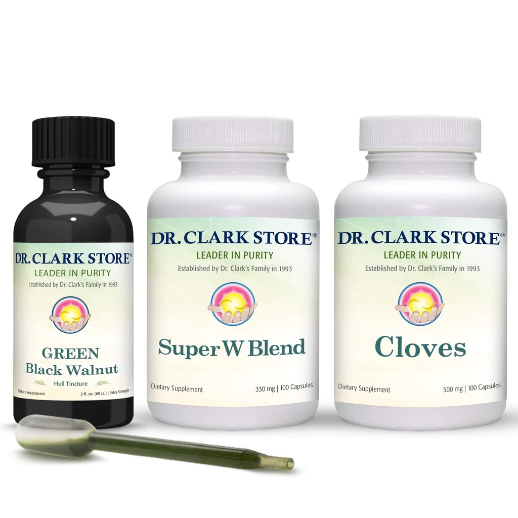 Dr Clark Store Intestine Support & Cleanse Kit - met Original Green Tinctture van Black Walnut Hulls, Wormwood, en Cloves-Helps Onderhoud Optimum Intestinal Functie