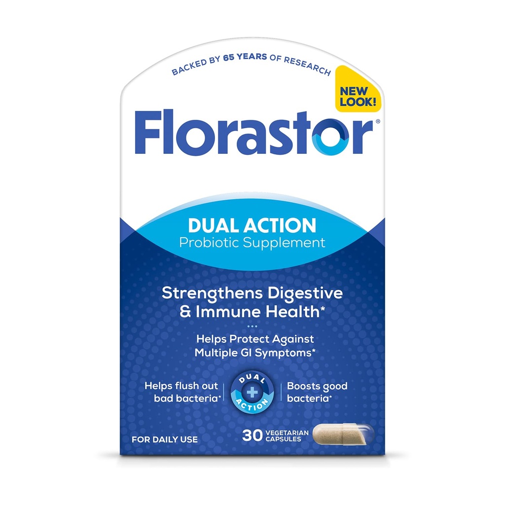 Florastor Probiotica voor spijsverterings- en immuungezondheid, 30 capsules, Probiotica voor vrouwen en mannen, Helpt Flush Out Bad Bacteriën, Boosts The Good met onze unieke stam Saccharomyces Boulardii