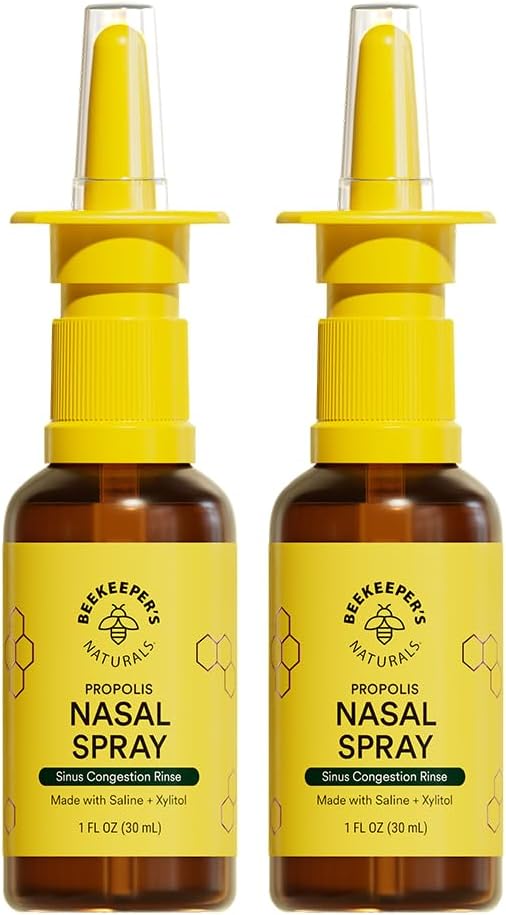 Spray nasal pour adultes avec propolis, Xylitol et saline, éclaircit la congestion nasale, hydrate le canal du Sinus et décongestionne les cavités du Sinus, 1 fl oz(paquet de 2)