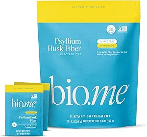 Psyllium Husk Fiber Lemonade 20 Count Travel Packs (6g Per Packet) - Psyllium Husk Powder for Digestief Health & Bloating Relief, Glutenvrij, Suikervrij Prebiotic Fiber Powder, Non-GMO Supplement