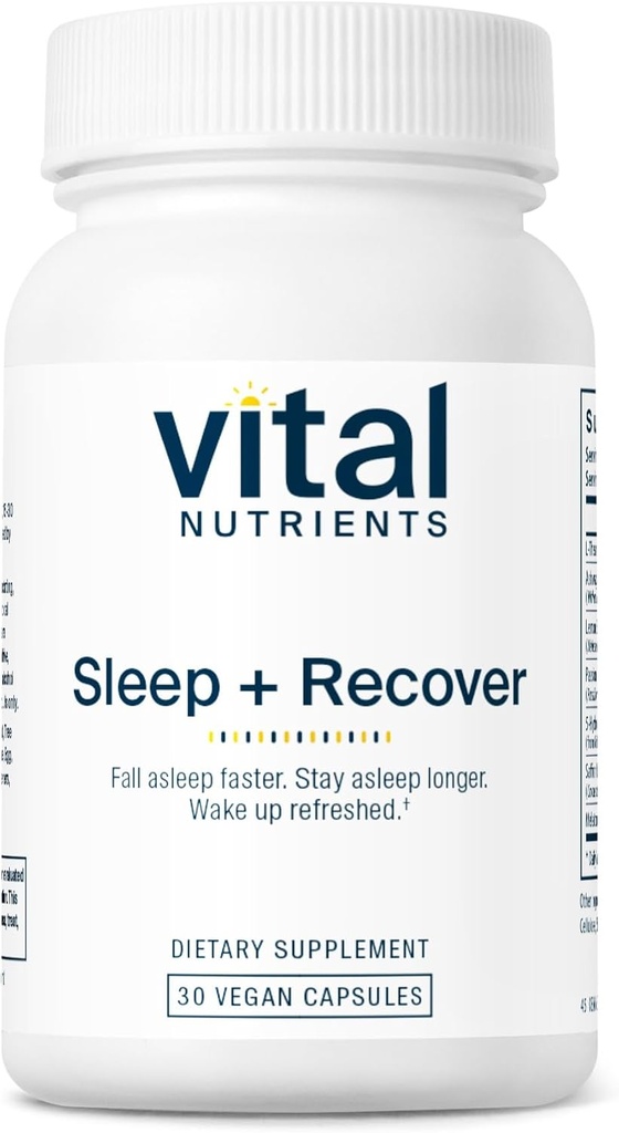 Vitale voedingsstoffen Slapen + herstellen - Veganistisch supplement - Slaapondersteuning - Melatonine, Ashwagandha & L-Theanine - Gluten, zuivel en sojavrij - 30 capsules