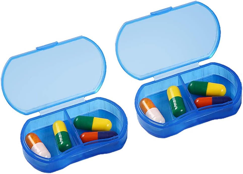 2PCS Pill Case Organizer Pocket Small Pill Holder, Dagelijks AM & PM Containers, Medicine Holder, Ideaal voor Medicijn, Vitamine, Supplement, Perfect voor reizen, Ideaal voor Purse