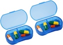 2PCS Pill Case Organizer Pocket Small Pill Holder, Dagelijks AM & PM Containers, Medicine Holder, Ideaal voor Medicijn, Vitamine, Supplement, Perfect voor reizen, Ideaal voor Purse
