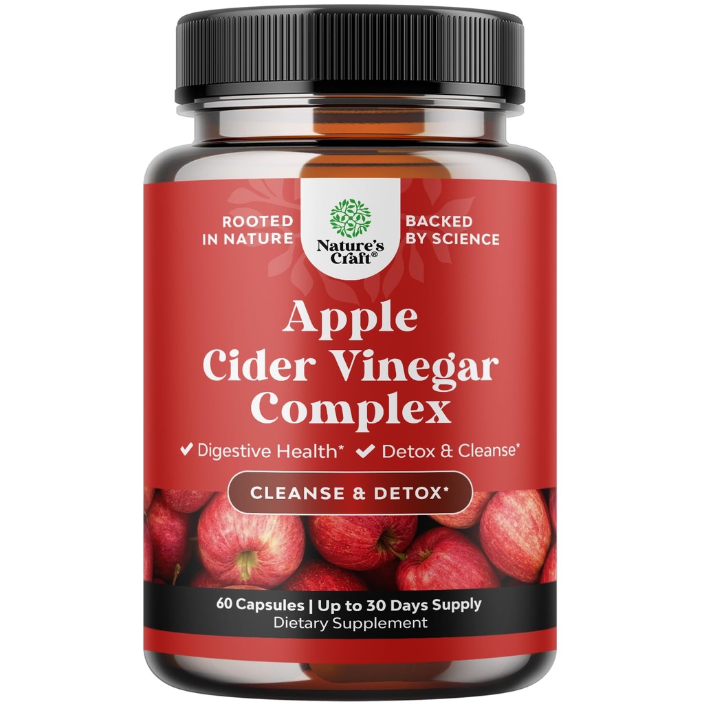 Reinigen Apple Cider Vinegar Capsules - ACV Reinigen en Ontgiften Pillen voor Gut en Digestieve Gezondheid met Slimming Cayenne - Extra sterkte ACV Capsules voor Gut Cleanse en Full Body Detox (30 porties)