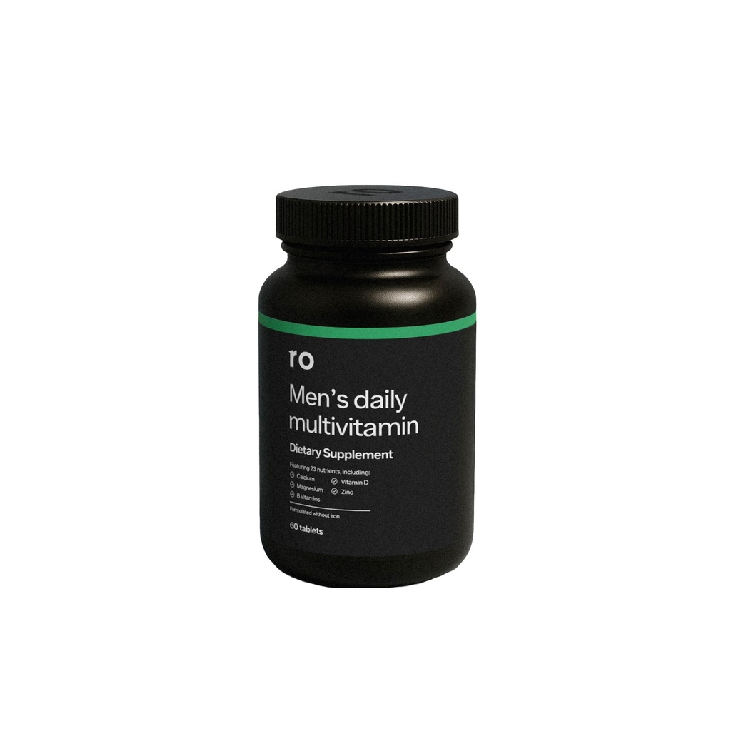 Ro Daily Multivitamine voor mannen Ondersteunt Fysieke Activiteit, Hersen + Hart Gezondheid, en Immuun Systeem met 23 belangrijke voedingsstoffen Inclusief Calcium, Magnesium, en zink 30-dagen levering (60 tabletten)