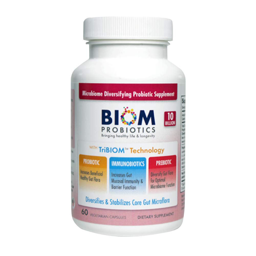 Biom Probiotica 3-in-1 Formule (Koud Verzonden) met 10 Miljard Flora Probiotica, Prebiotica en Immunobiotica voor een gezond leven & langleven - Diversifieert Gut Microflora en Microbioom - voor mannen & vrouwen
