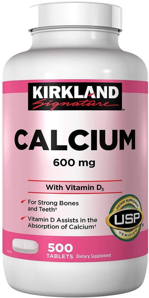 Kirkland Signature Calcium 600 mg. met vitamine D3, 500 tabletten (4 verpakkingen)