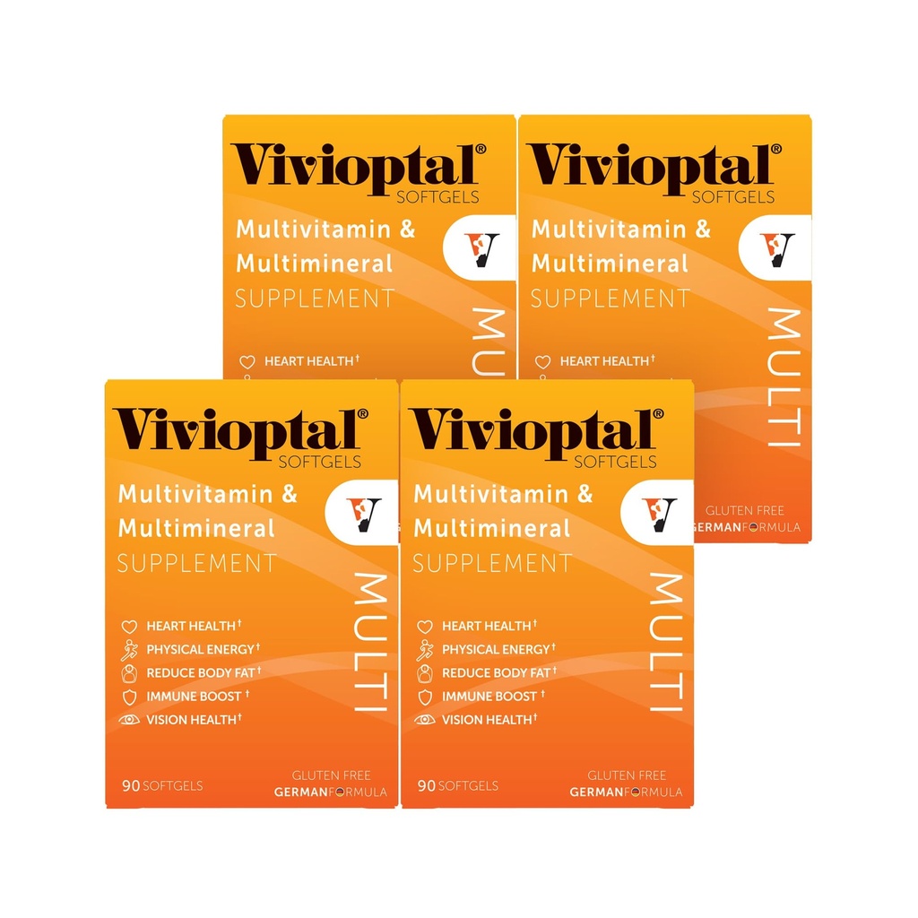 Vivioptal Multi, 90 Softgels (1 jaar aanbod), Multivitamine & Multimineral, Glutenvrij, Duitse Formule