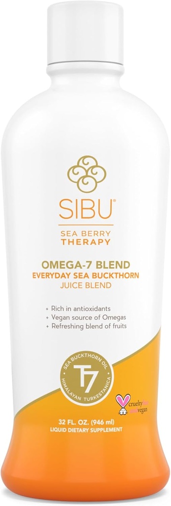 sibu Blend Sea Buckthorn Fruit Juice - Omega 7 Sea Buckthorn Purée mélangée à des jus de fruits sains - Potent Omega 7 Supplément, 32 onces