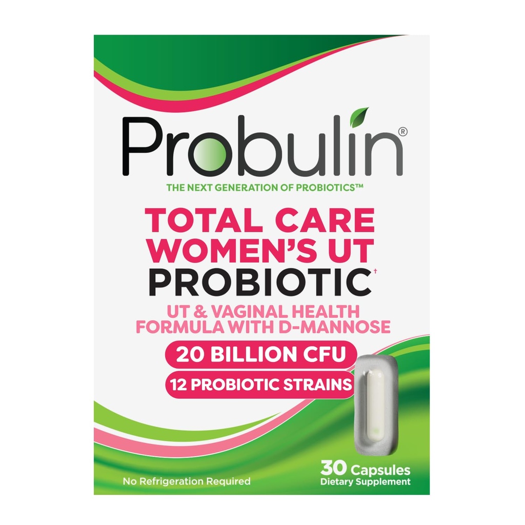 Probulin Total Care Vrouwen urinetrekker = Prebiotica + Probiotica + Postbiotica ter ondersteuning van een gezonde vaginale microbioom - 20 miljard CFU - 12 strains - 30 Vegan Capsules
