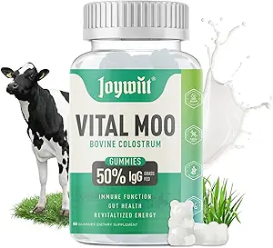 Colostrum Gummies 2000mg, supplément de colostrum biologique pour la croissance musculaire, la stimulation énergétique, la santé des intestins, les cheveux, sans gluten, Calostro Bovino para Adultos Organico, 60 Nombre