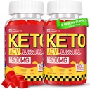 Keto ACV Gummies - 1500MG ACV Keto Gummies for Women Men - Apple Cider Vinegar with Mother, Probiotics, Vitamines B6 B12 for Gut Digestie - Vegan & Non-GMO, 2 Pack