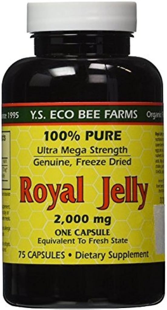 YS Eco Bee Farms Royal Jelly 2000 mg - 75 capsules (verpakking van 2)