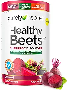 Purely Inspired Healthy Beets Superfood Powder, Unflavored - Super Beet Root Powder with Red Spinach Extract, Vitamin C & Zinc for Immune Support - Supports Nitric Oxide Production for Men & Women