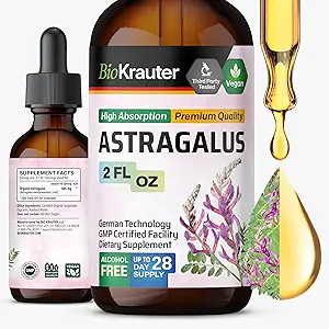 BIO KRAUTER Astragalus Tinctuur - Astragalus Root Liquid Extract for Immune Support - Alcohol and Sugar Free - High Absorptie - Vegan Drops 2 Fl.Oz.