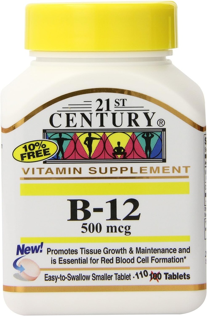 21e eeuw B-12 500 mcg tabletten, 110-count (pakket van 3)